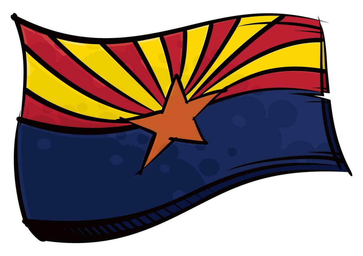 gemalt Arizona Flagge winken im Wind vektor