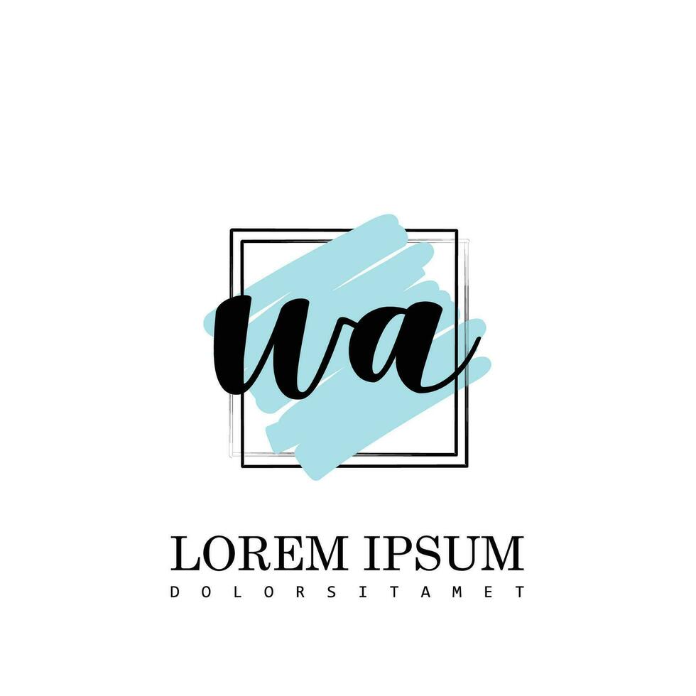 wa Initiale Brief Handschrift Logo mit Platz Bürste Vorlage Vektor