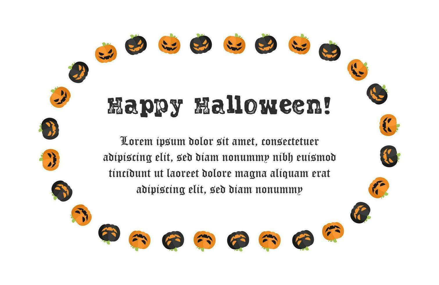 oval domkraft o lykta halloween ram gräns. Lycklig halloween text. social media posta kort mall vektor illustration.