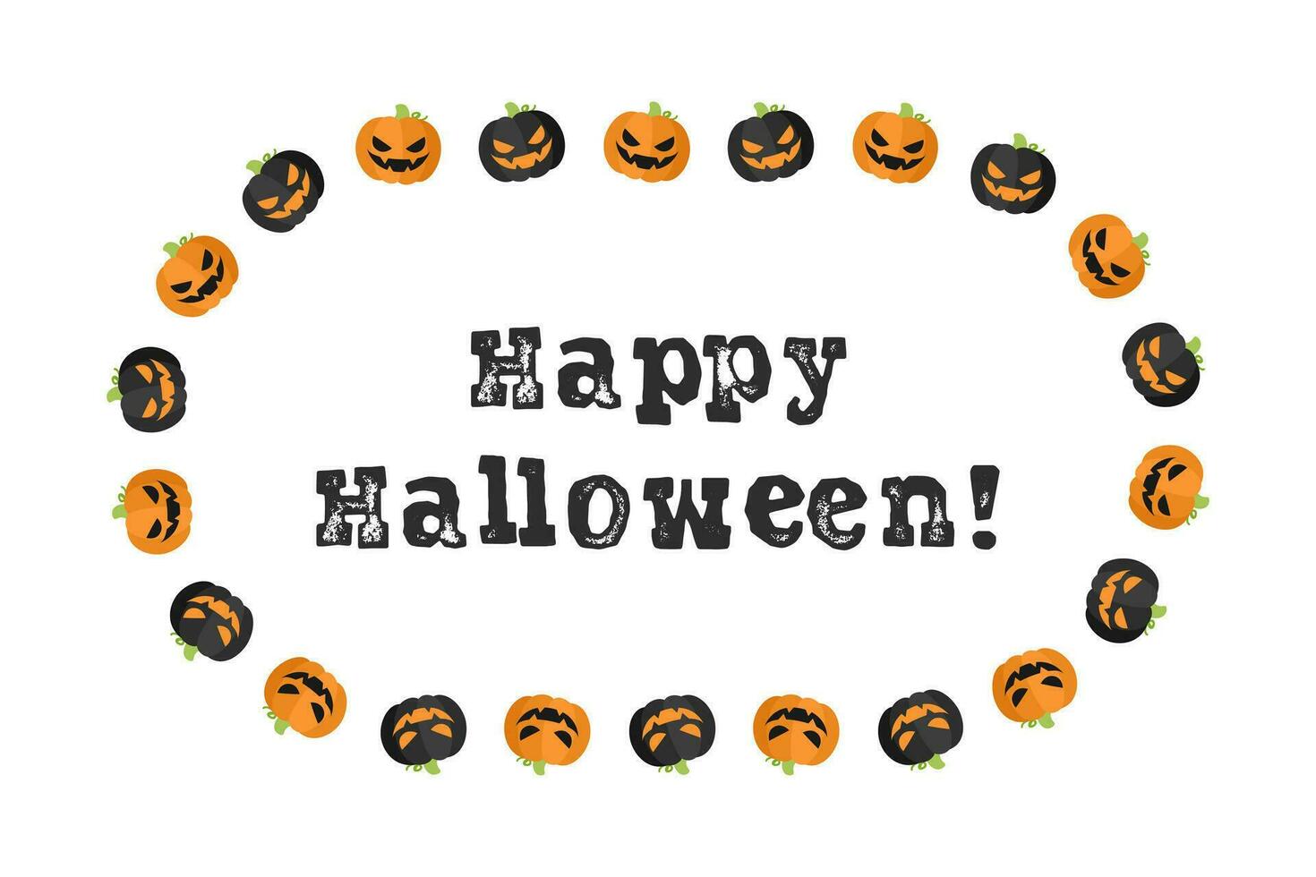 Oval Jack Ö Laterne Halloween Rahmen Grenze. glücklich Halloween Text. Sozial Medien Post Karte Vorlage Vektor Illustration.