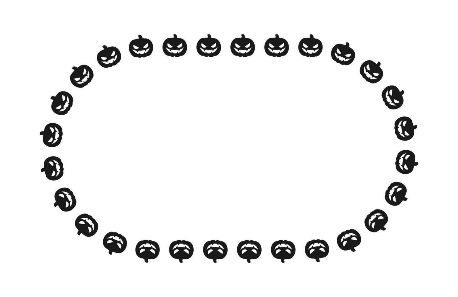 oval domkraft o lykta pumpa halloween ram gräns silhuett. social media posta kort mall vektor illustration.