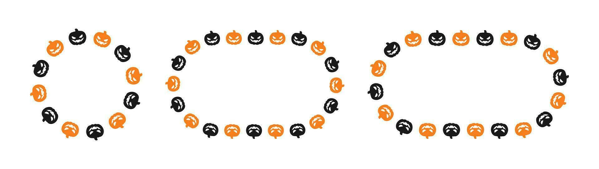 domkraft o lykta pumpa halloween ram gräns silhuett uppsättning. social media posta kort mall vektor illustration.