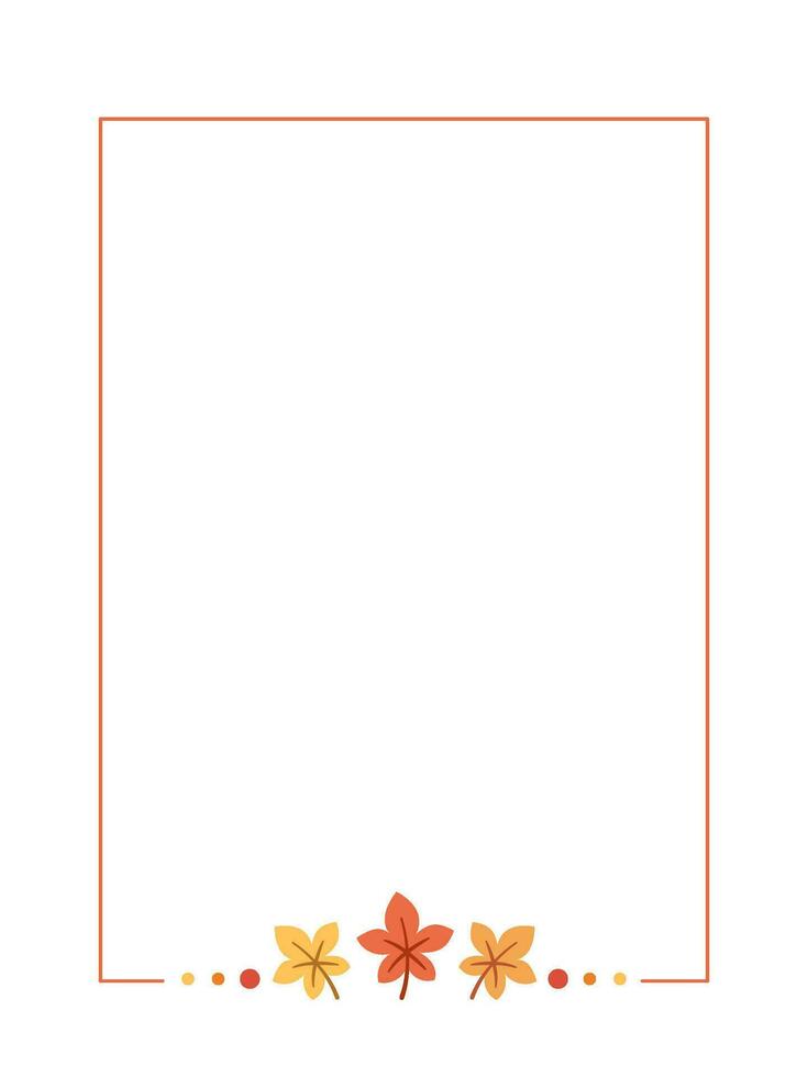 süß Herbst Blätter Rahmen Rand Vertikale Rechteck Vorlage. können Sein benutzt zum Einkaufen Verkauf, Promo Poster, Banner, Flyer, Einladung. Vektor Illustration