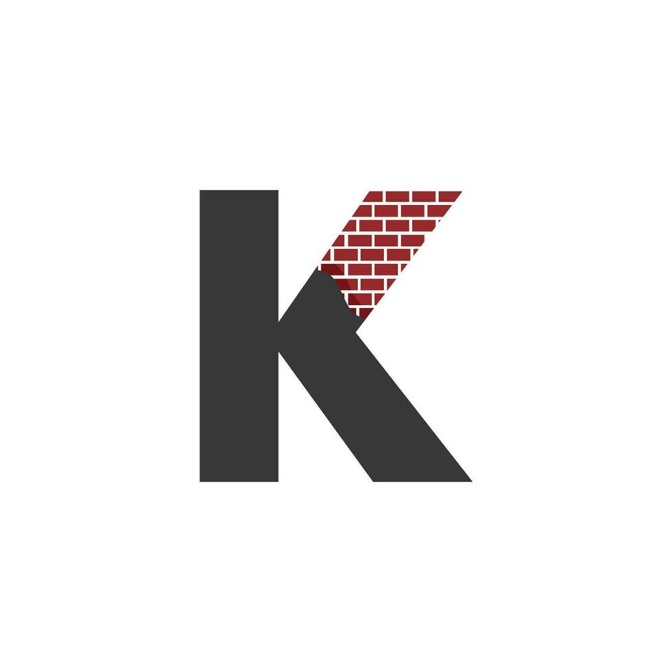 Brief k mit Backstein Mauer Logo Vektor Design Gebäude Unternehmen, kreativ Initiale Brief und Mauer Logo Vorlage