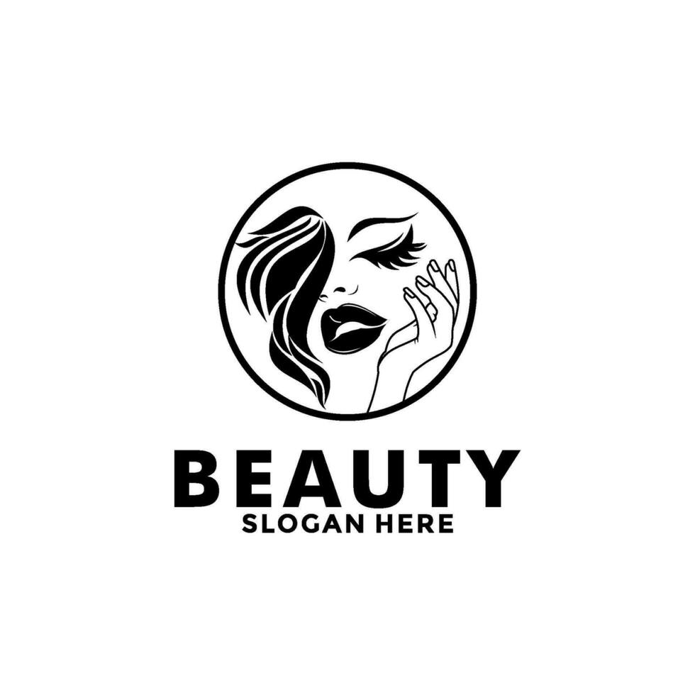 Schönheit Logo Salon und Haar Behandlung Logo Design, Schönheit Frau Mode Logo Vorlage vektor