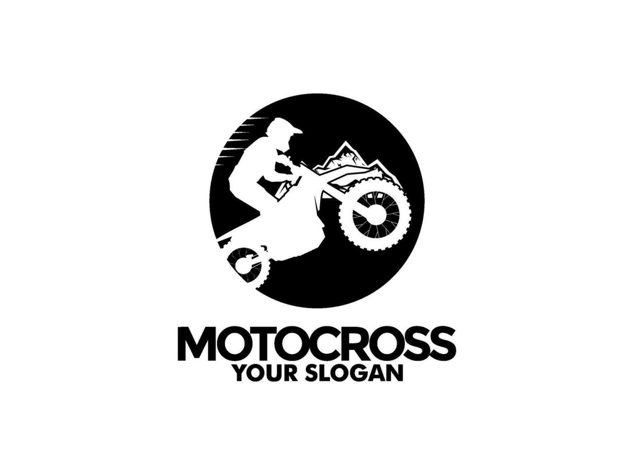 Moto-Cross mit ein Fahrer auf ein Motorrad, Moto-Cross Logo Vektor Illustration