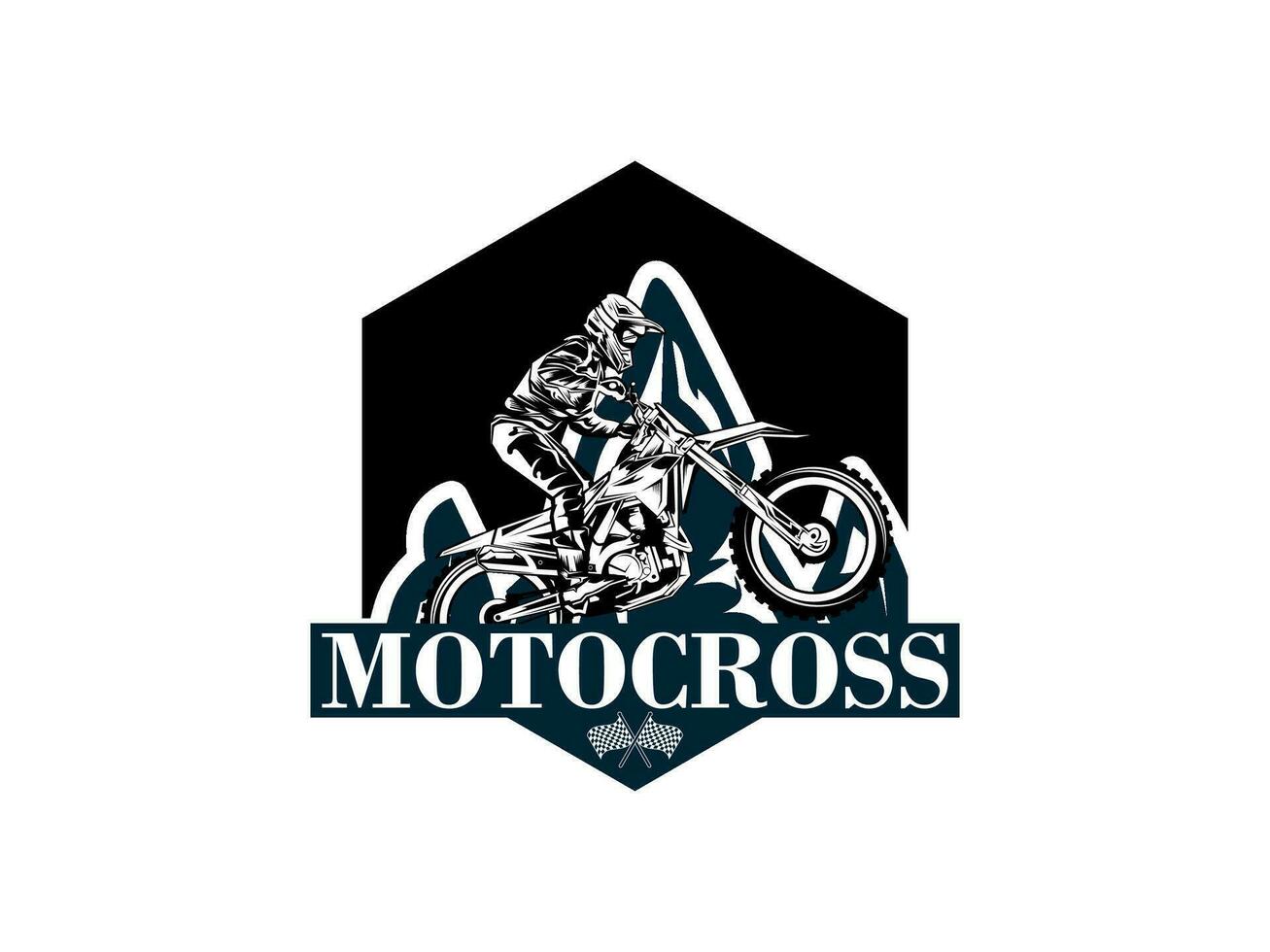 cross med en ryttare på en motorcykel, cross logotyp vektor illustration