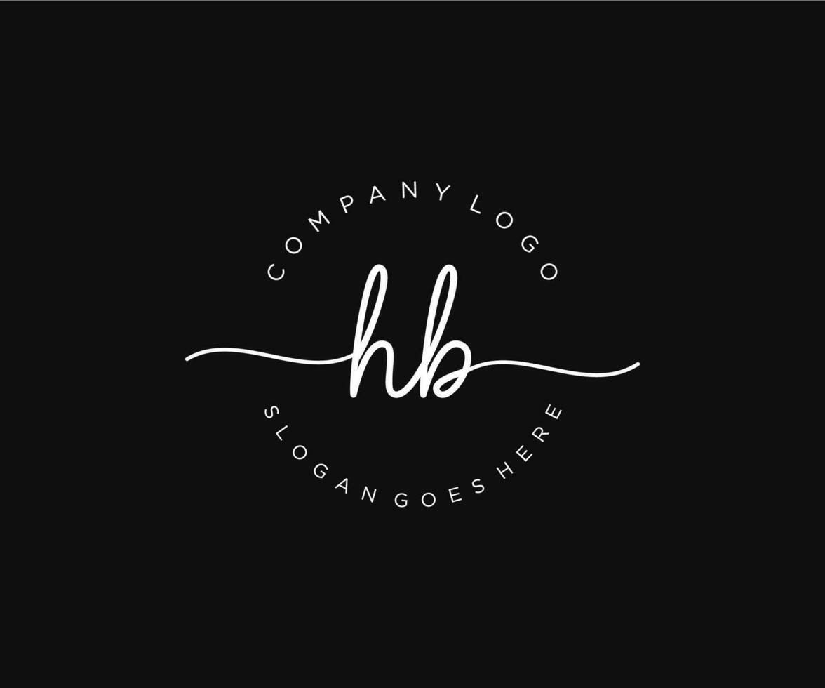 första hb feminin logotyp skönhet monogram och elegant logotyp design, handstil logotyp av första signatur, bröllop, mode, blommig och botanisk med kreativ mall. vektor