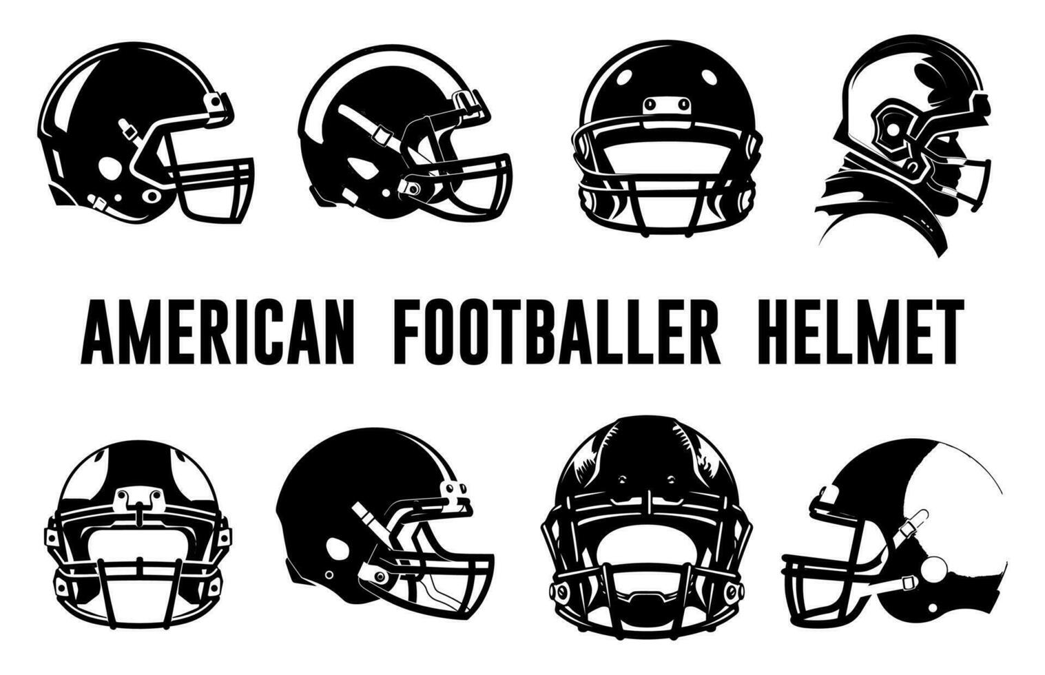 amerikanisch Fußballer Helm Vektor Silhouetten, amerikanisch Fußball Helm Silhouette einstellen