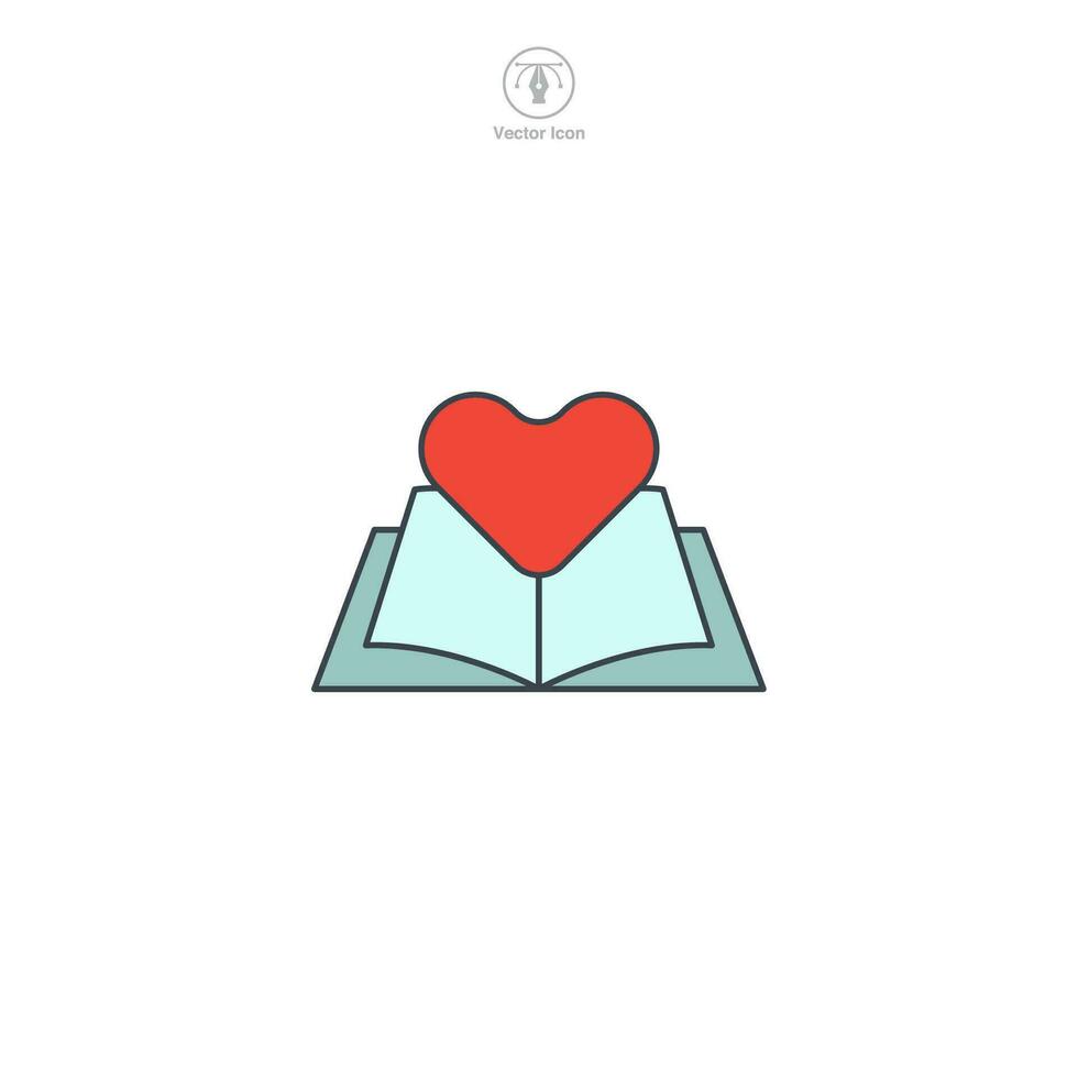 Buch mit Herz Symbol Symbol Vektor Illustration isoliert auf Weiß Hintergrund