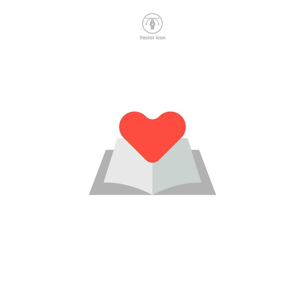 Buch mit Herz Symbol Symbol Vektor Illustration isoliert auf Weiß Hintergrund