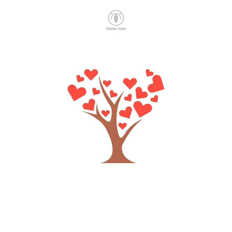 Baum mit Herz Symbol Symbol Vektor Illustration isoliert auf Weiß Hintergrund