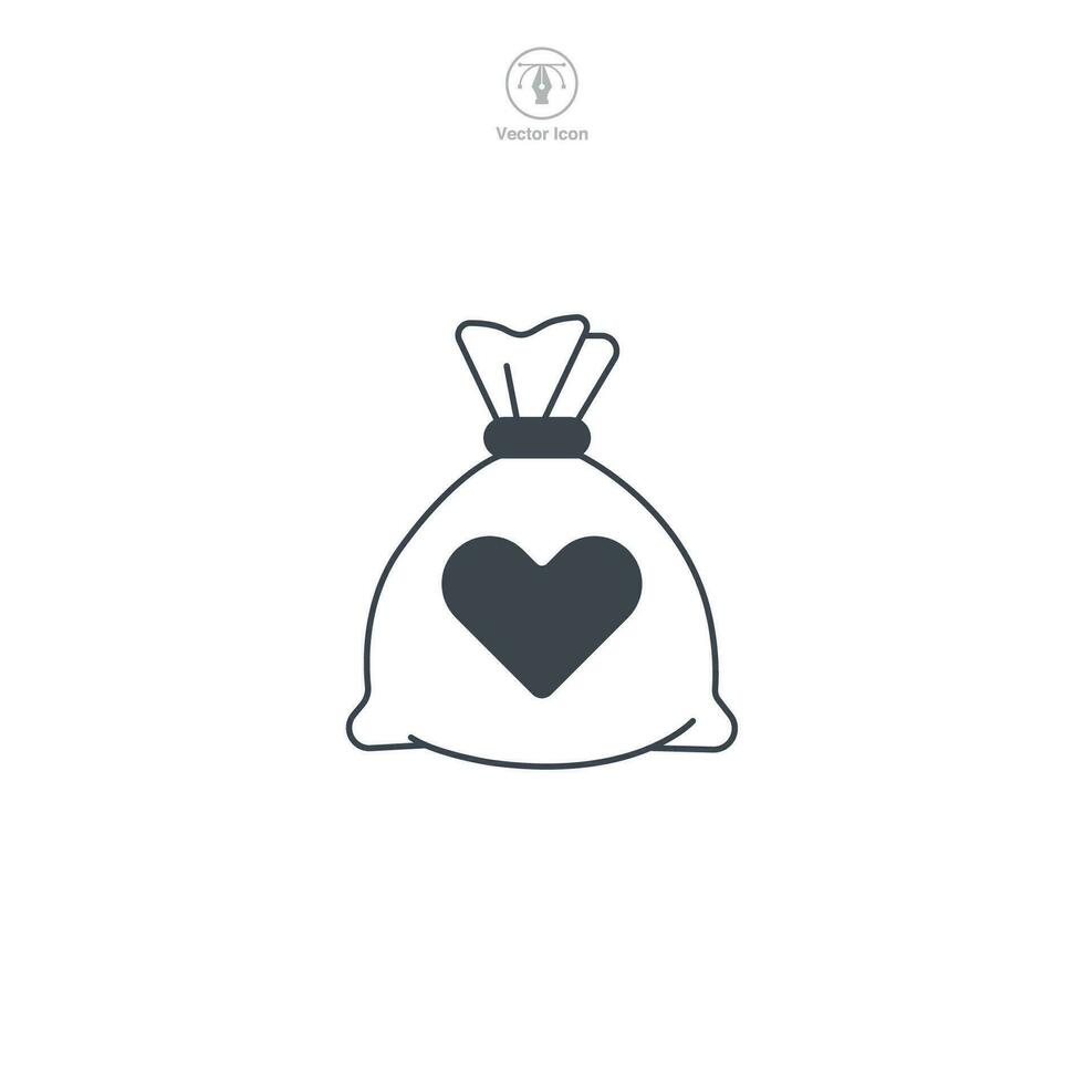 Geld Tasche mit Herz Symbol Symbol Vektor Illustration isoliert auf Weiß Hintergrund