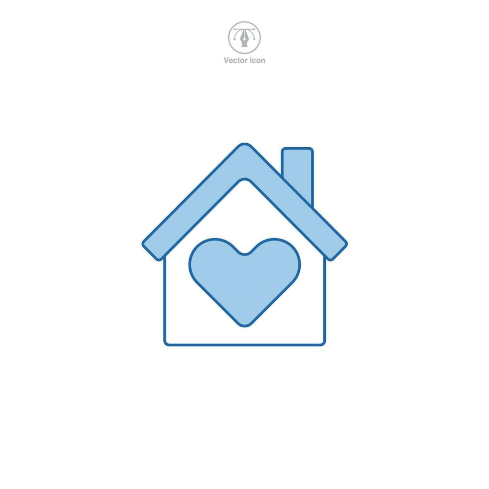 Hem med hjärta ikon symbol vektor illustration isolerat på vit bakgrund