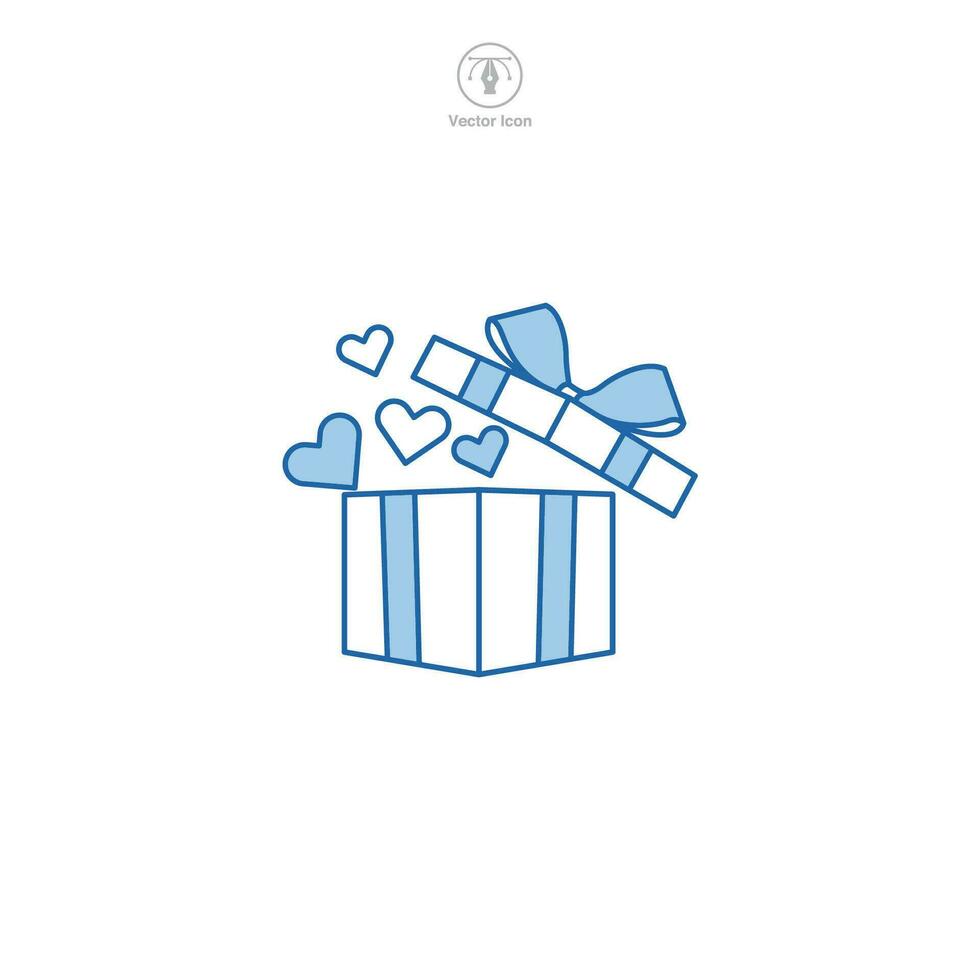 gåva låda med hjärta ikon symbol vektor illustration isolerat på vit bakgrund