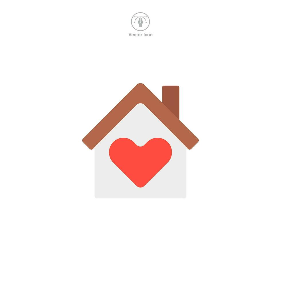 Hem med hjärta ikon symbol vektor illustration isolerat på vit bakgrund