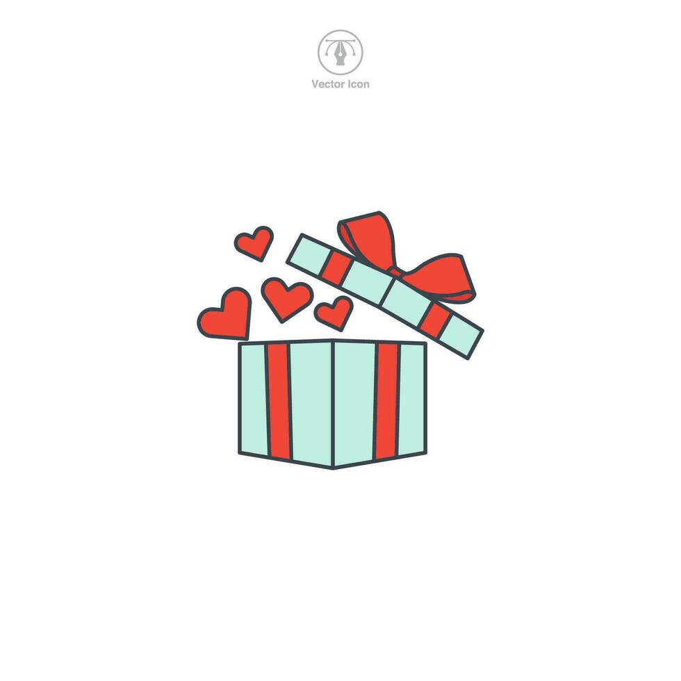 Geschenk Box mit Herz Symbol Symbol Vektor Illustration isoliert auf Weiß Hintergrund