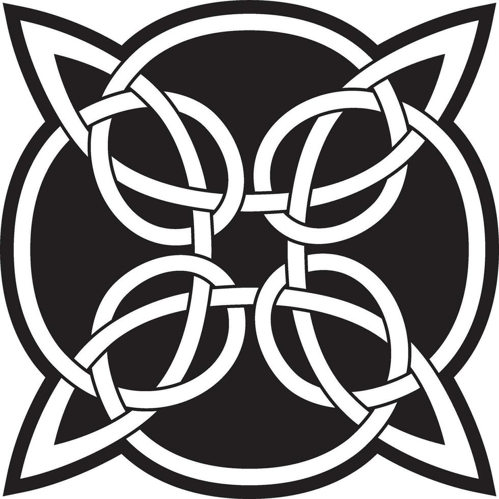 Vektor schwarz einfarbig keltisch Knoten. Ornament von uralt europäisch Völker. das Zeichen und Symbol von das irisch, schottisch, Briten, Franken