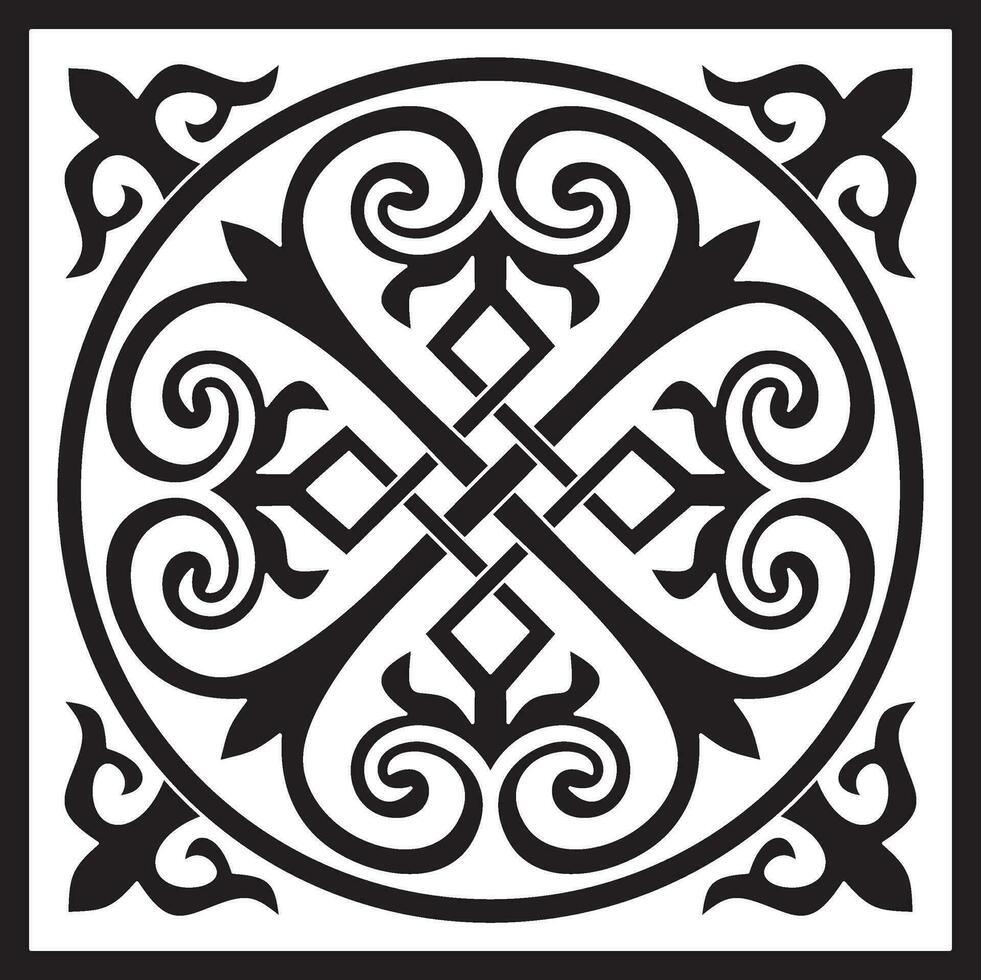 vektor svartvit fyrkant byzantine prydnad, Knut, rosett. cirkel grekisk mönster, teckning av de östra roman imperium. dekoration av de ryska ortodox kyrka.