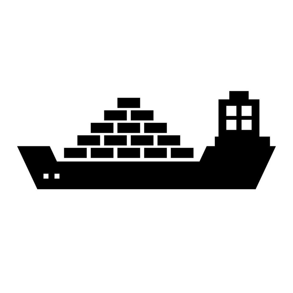 silhuett ikon av en frakt fartyg i en lugg. behållare fartyg. vektor. vektor