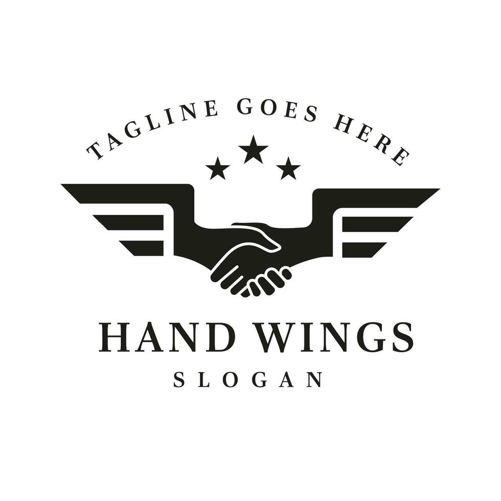retro Jahrgang Flügel Hand gestalten zum Gemeinschaft Frieden Stiftung Nächstenliebe Emblem, Vektor Design Symbol