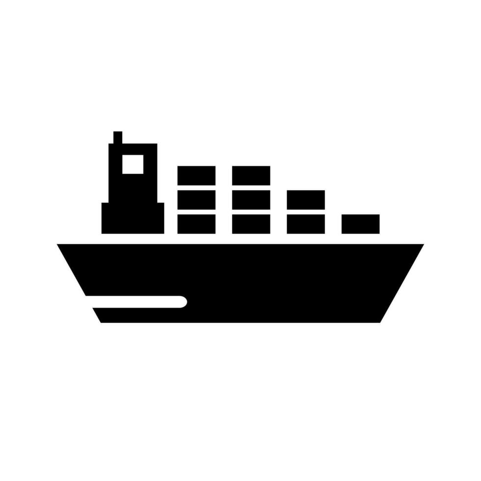 Ladung Schiff Silhouette Symbol. Container Schiff Transport. Meer Transport Industrie. Vektor. vektor