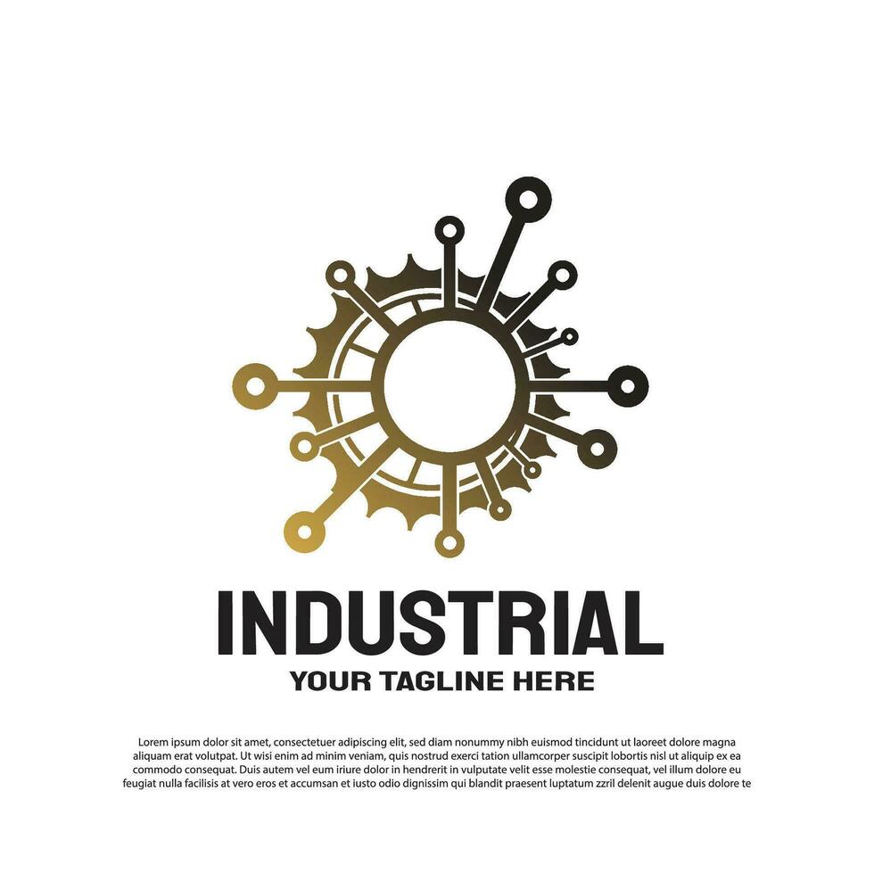 industriell Logo mit Ausrüstung Konzept. Ingenieurwesen und Mechaniker Zeichen oder Symbol. Technologie Symbol -Vektor vektor