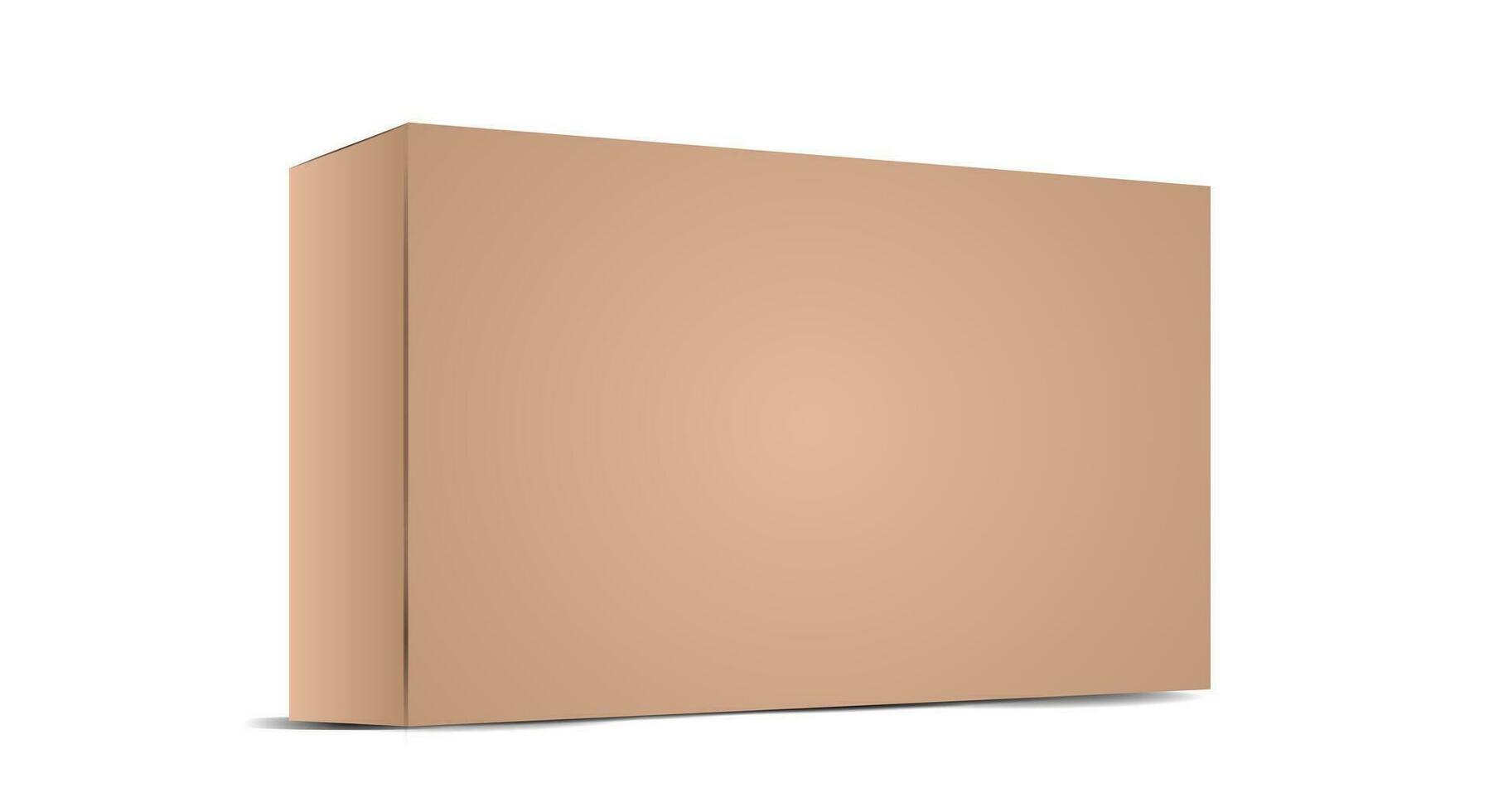 realistisk brun tömma kartong paket låda mall. kartong lådor med skuggor för branding din Produkter. vektor