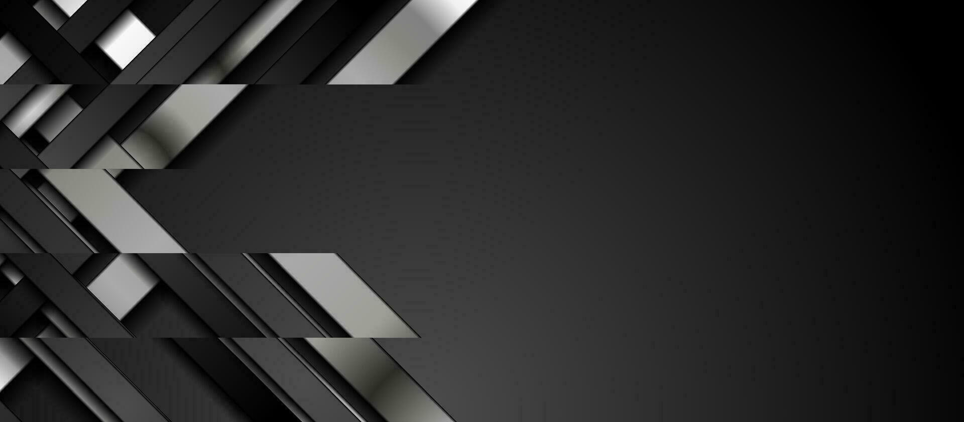 schwarz und Silber metallisch glatt Streifen abstrakt Konzept Hintergrund vektor