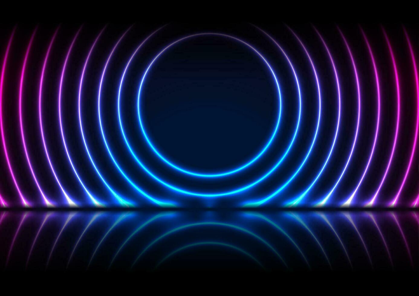 Blau lila Neon- Laser- Kreise Technologie Hintergrund vektor