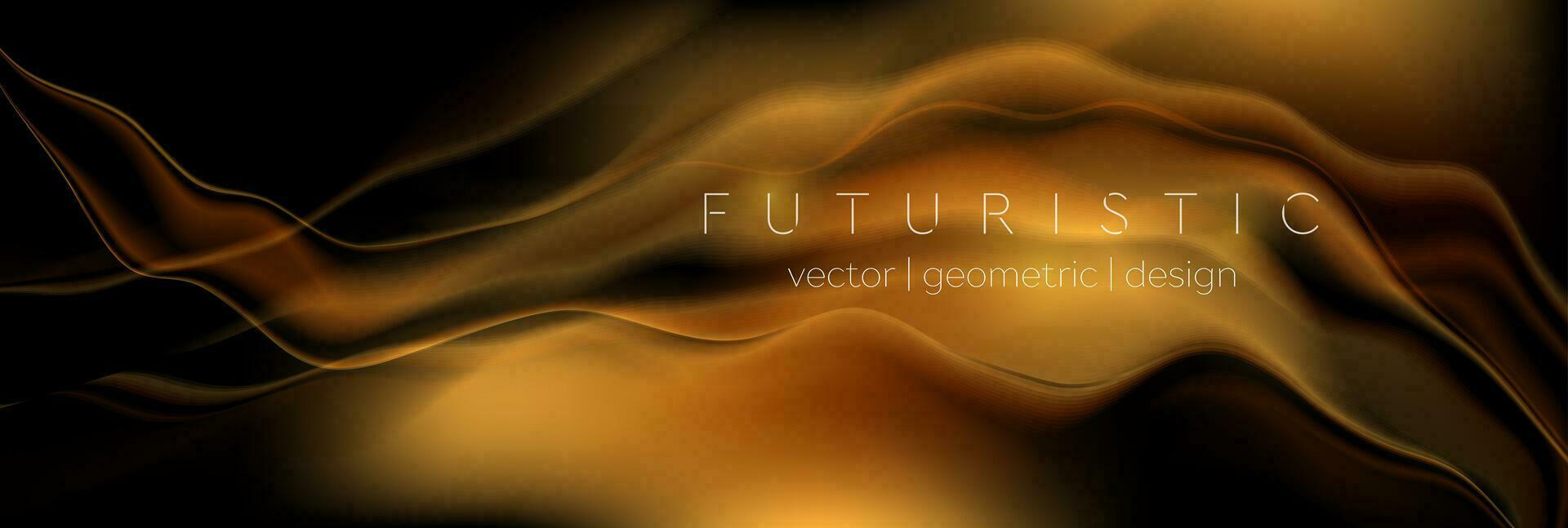 dunkel golden Flüssigkeit fließend Wellen abstrakt Hintergrund vektor