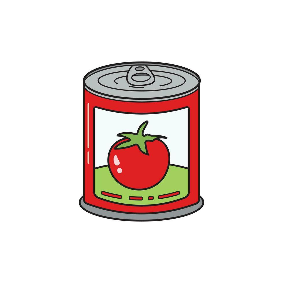 barn teckning tecknad serie vektor illustration konserverad tomater ikon isolerat på vit bakgrund