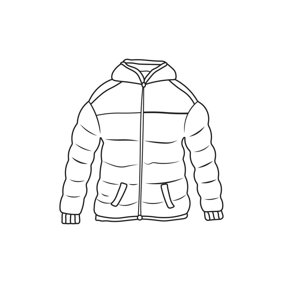 hand dragen barn teckning tecknad serie vektor illustration vinter- jacka ikon isolerat på vit bakgrund