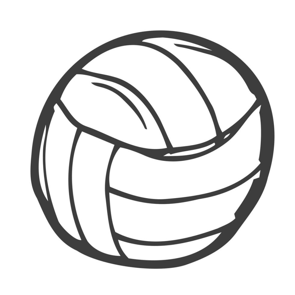 vektor enda svart penna skiss volleyboll boll