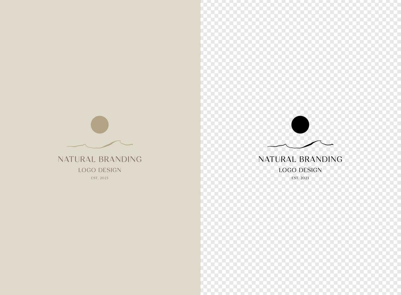 naturlig branding logotyp design begrepp. Sol och berg logotyp. vektor illustration.