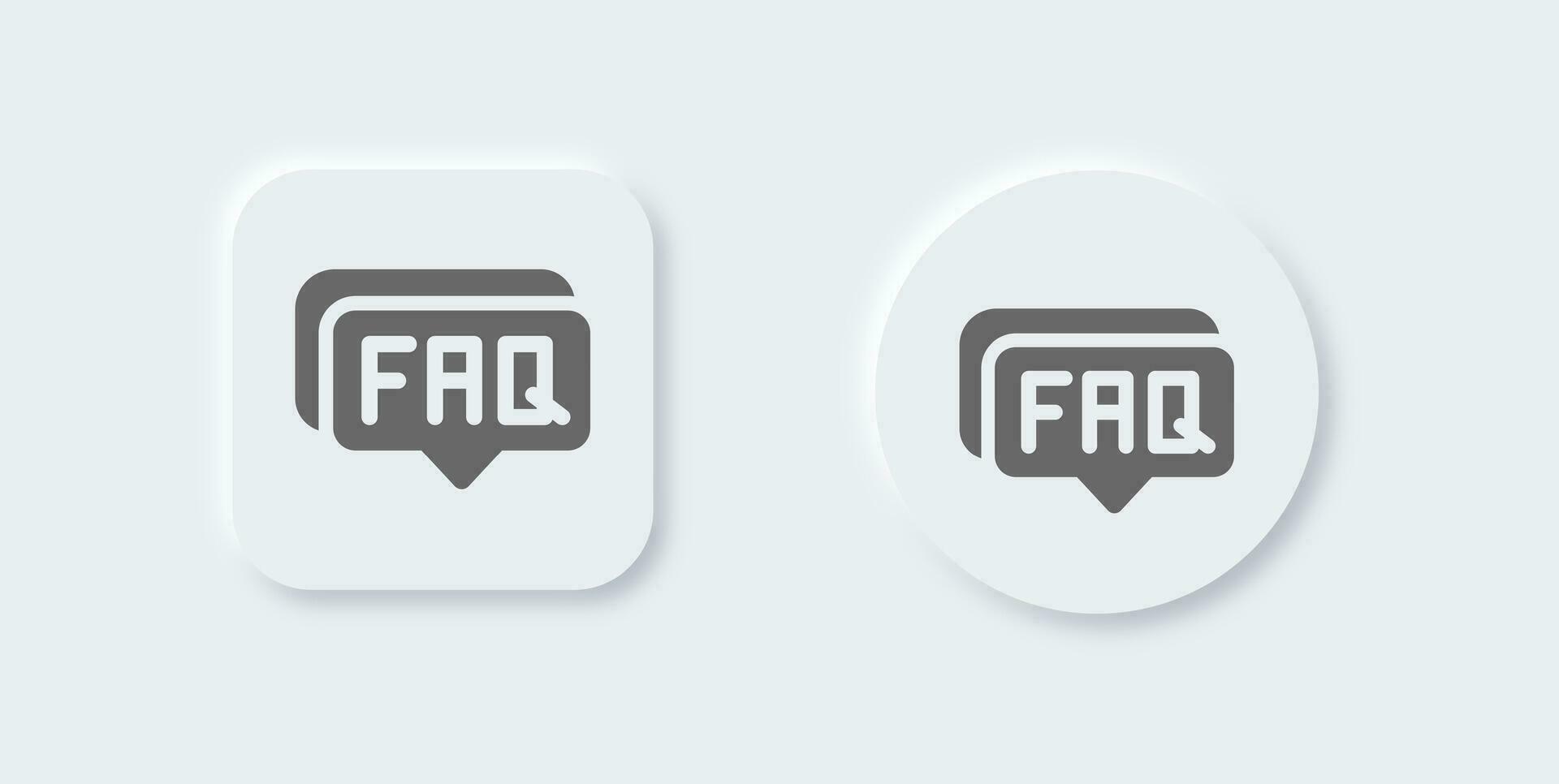 FAQ solide Symbol im neomorph Design Stil. Frage Zeichen Vektor Illustration.