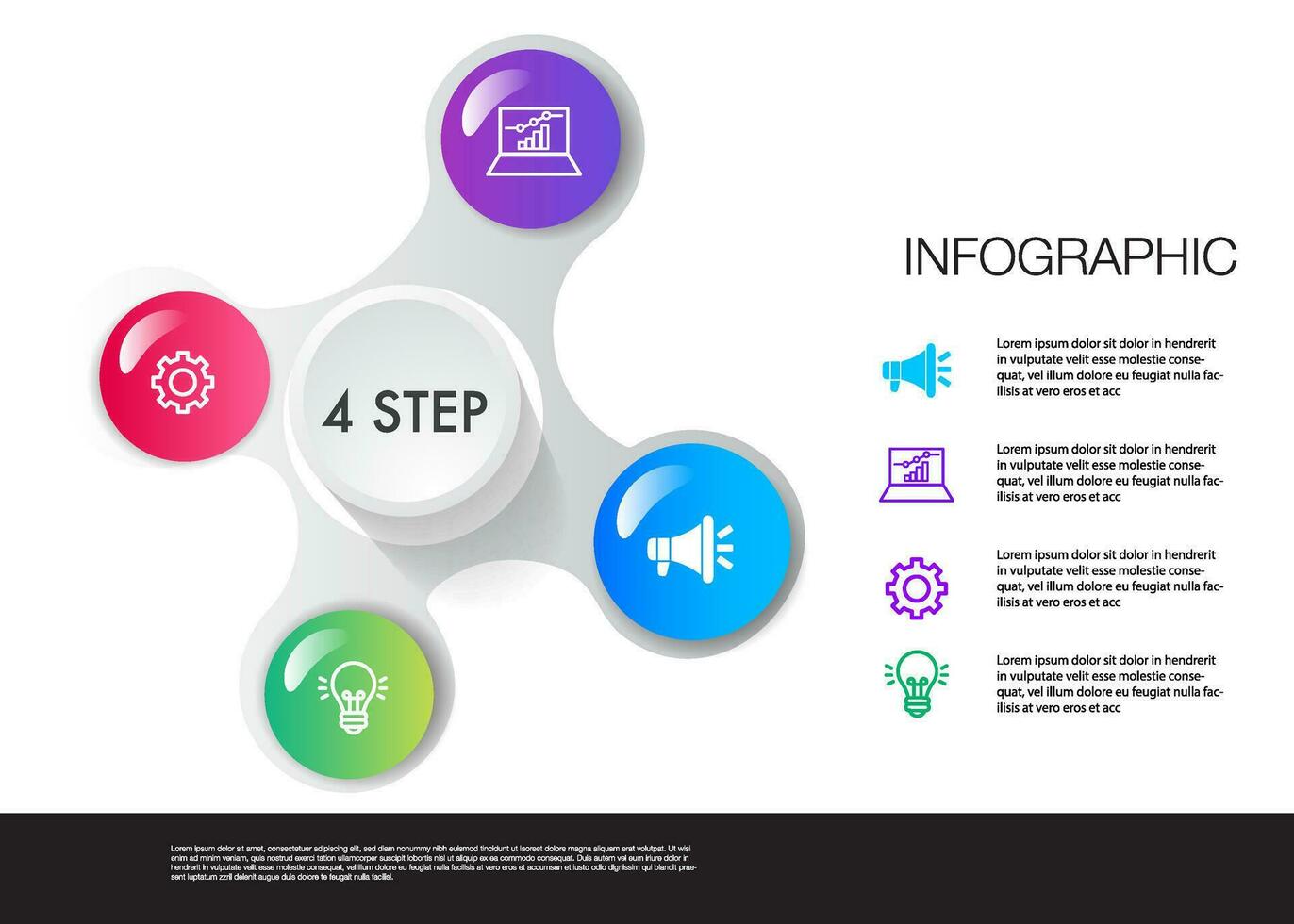 Infografik Vorlage 4 Schritt Analyse zum Marketing vektor