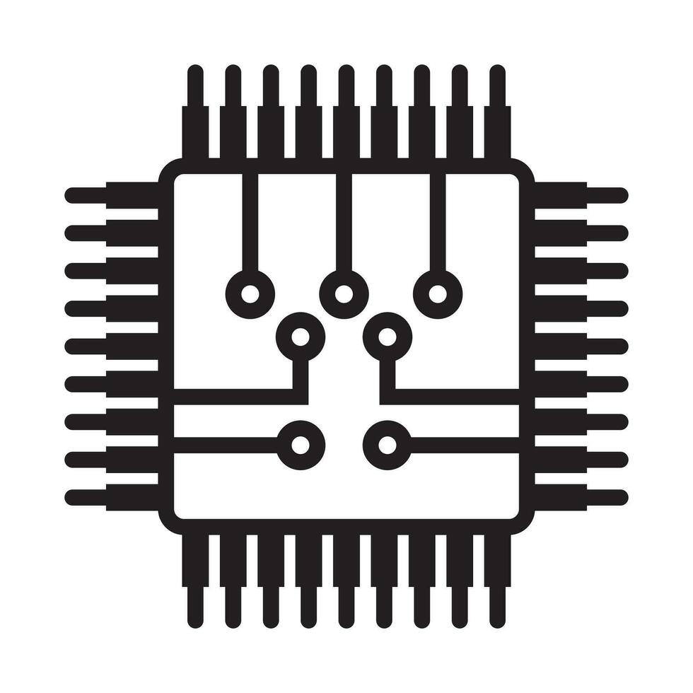 Computer Chip oder elektronisch Schaltkreis Tafel Linie Kunst Symbol zum Apps und Websites vektor