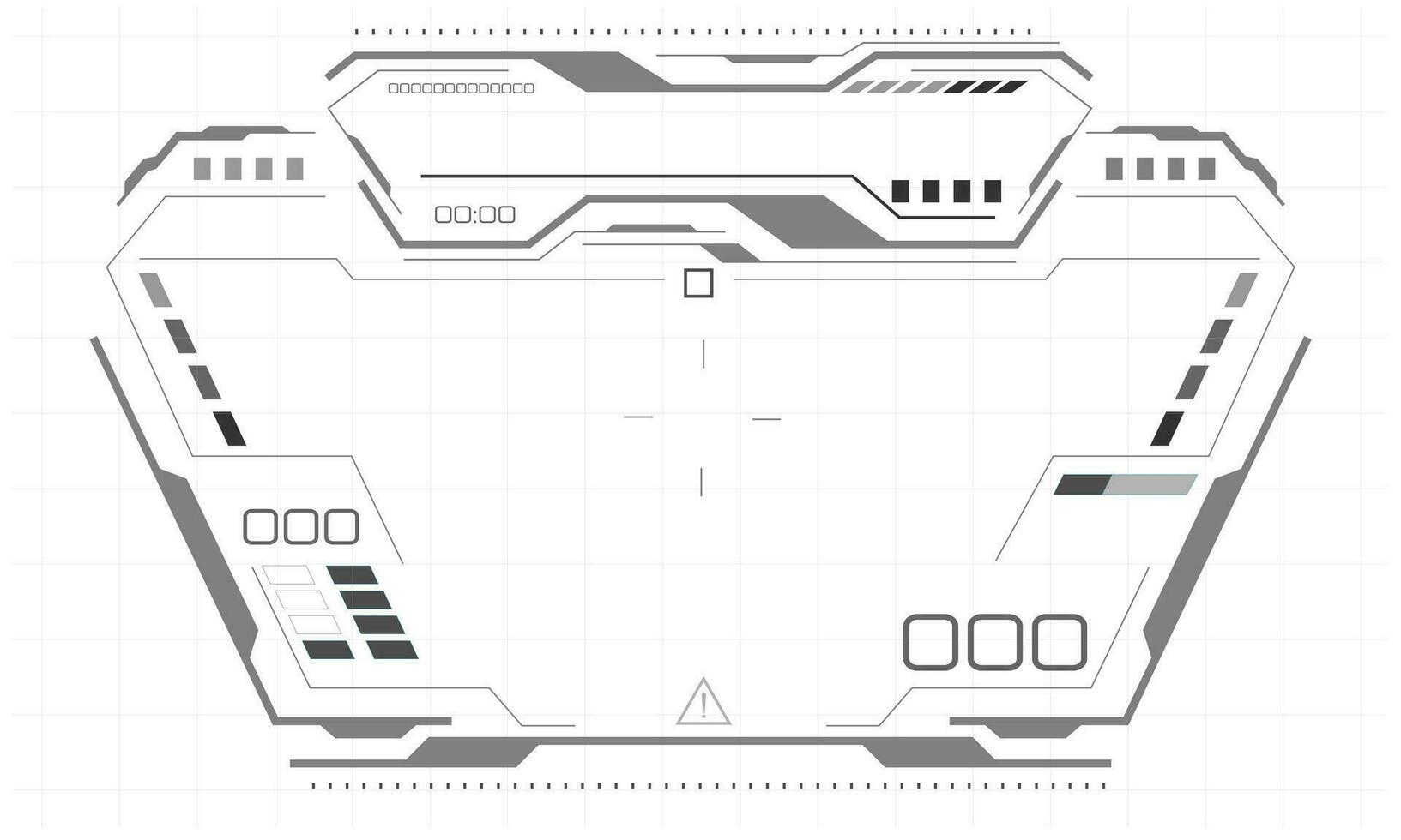 hud Sci-Fi Schnittstelle Bildschirm einfarbig Aussicht Design virtuell Wirklichkeit futuristisch Technologie Anzeige Vektor