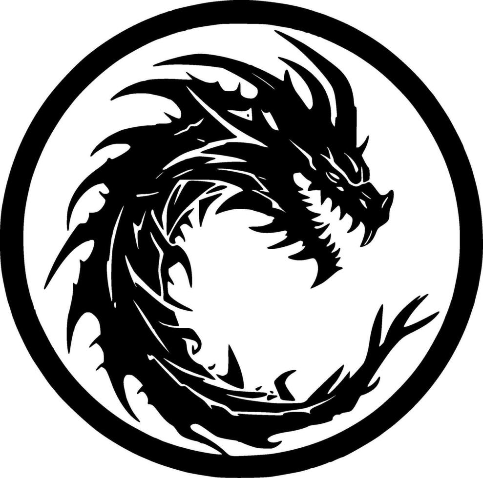 Drachen - - schwarz und Weiß isoliert Symbol - - Vektor Illustration