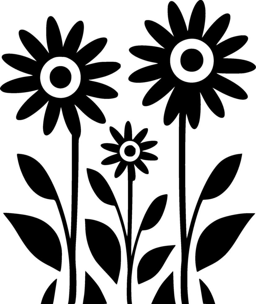 Blumen, schwarz und Weiß Vektor Illustration