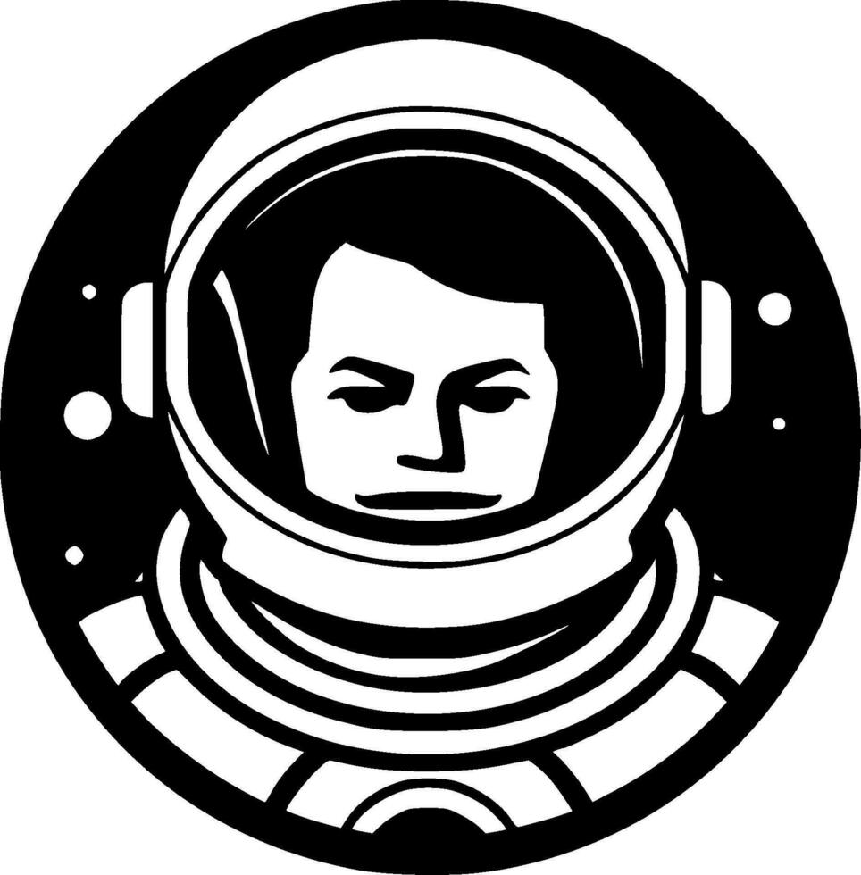 Astronaut - - schwarz und Weiß isoliert Symbol - - Vektor Illustration