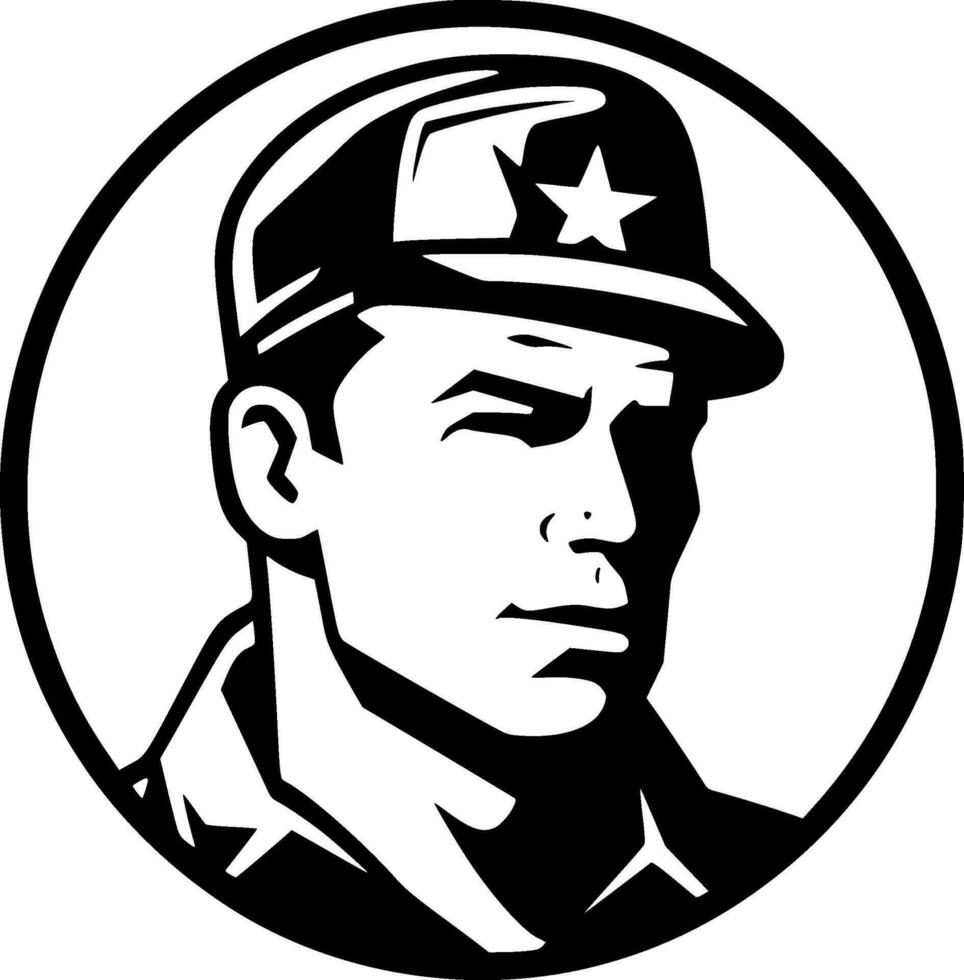 armén - svart och vit isolerat ikon - vektor illustration