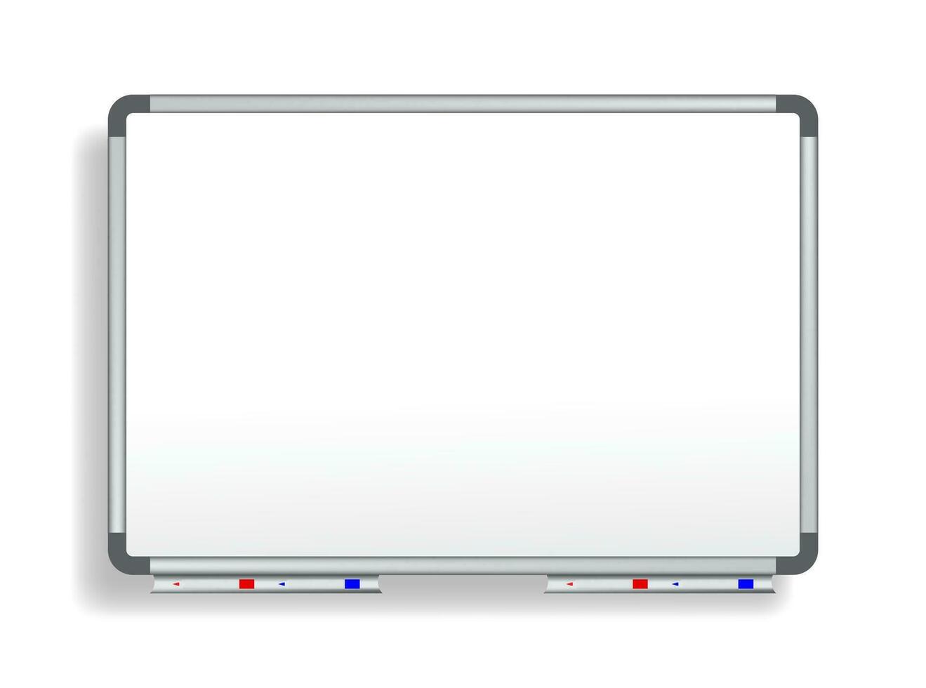 realistisk kontor whiteboard. tömma whiteboard med markör på en vit bakgrund. vektor