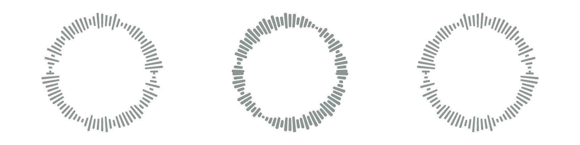 Klang Welle Sammlung. abspielen Rhythmus mit Audio- Riegel, Stimme Mitteilungen, und Radio Symbole. ein Symphonie von Musik- im Vektor form. eben Abbildungen isoliert auf Weiß Hintergrund.