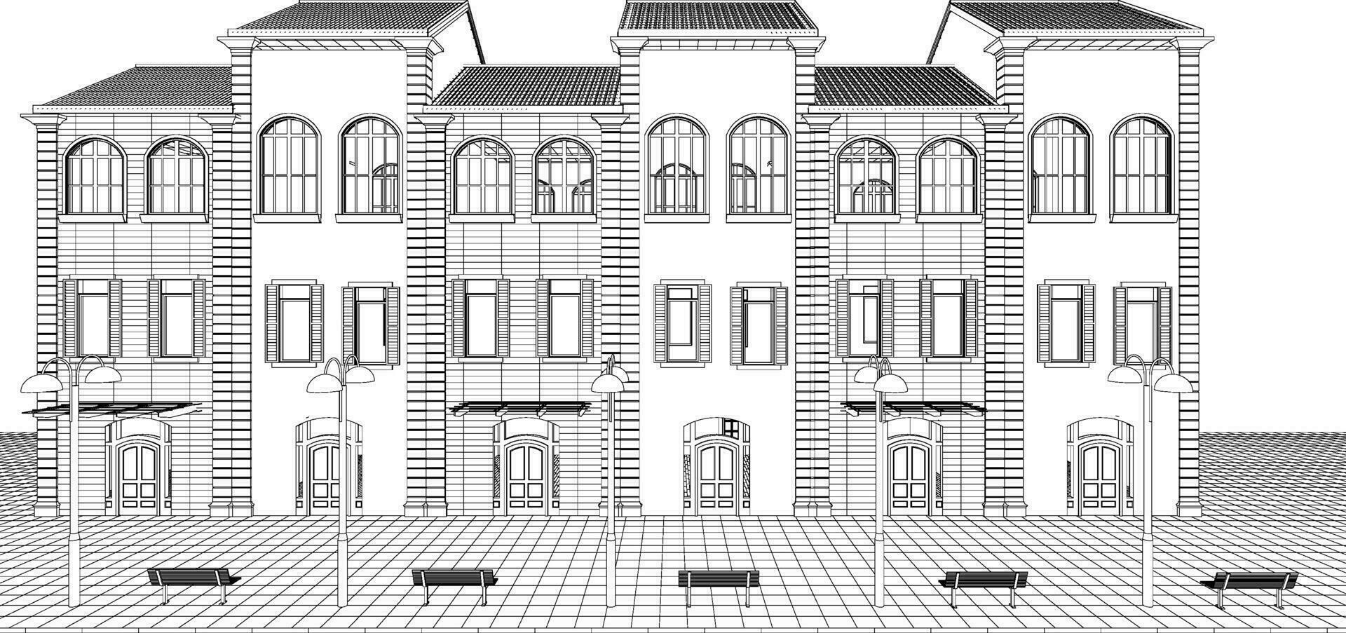 3d illustration av byggnad projekt vektor