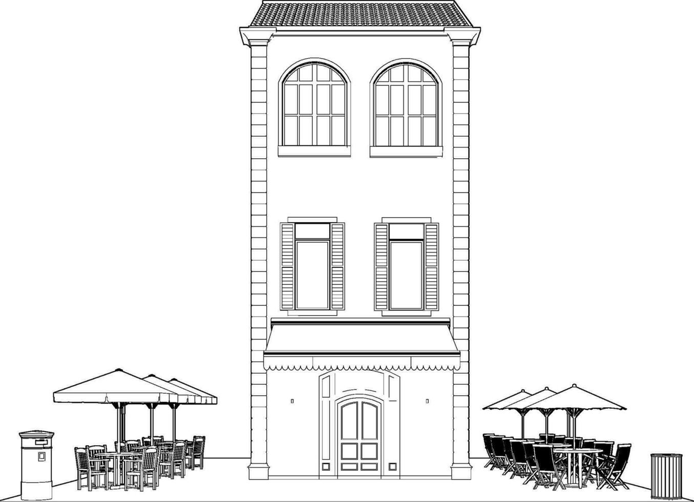 3D-Darstellung des Cafés vektor