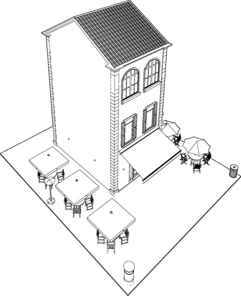 3D-Darstellung des Cafés vektor