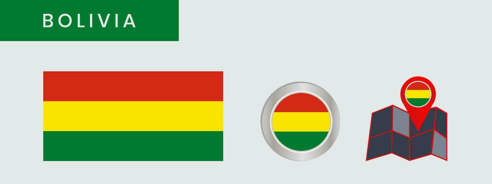 bolivia Karta stift med nationell flagga för app eller hemsida vektor