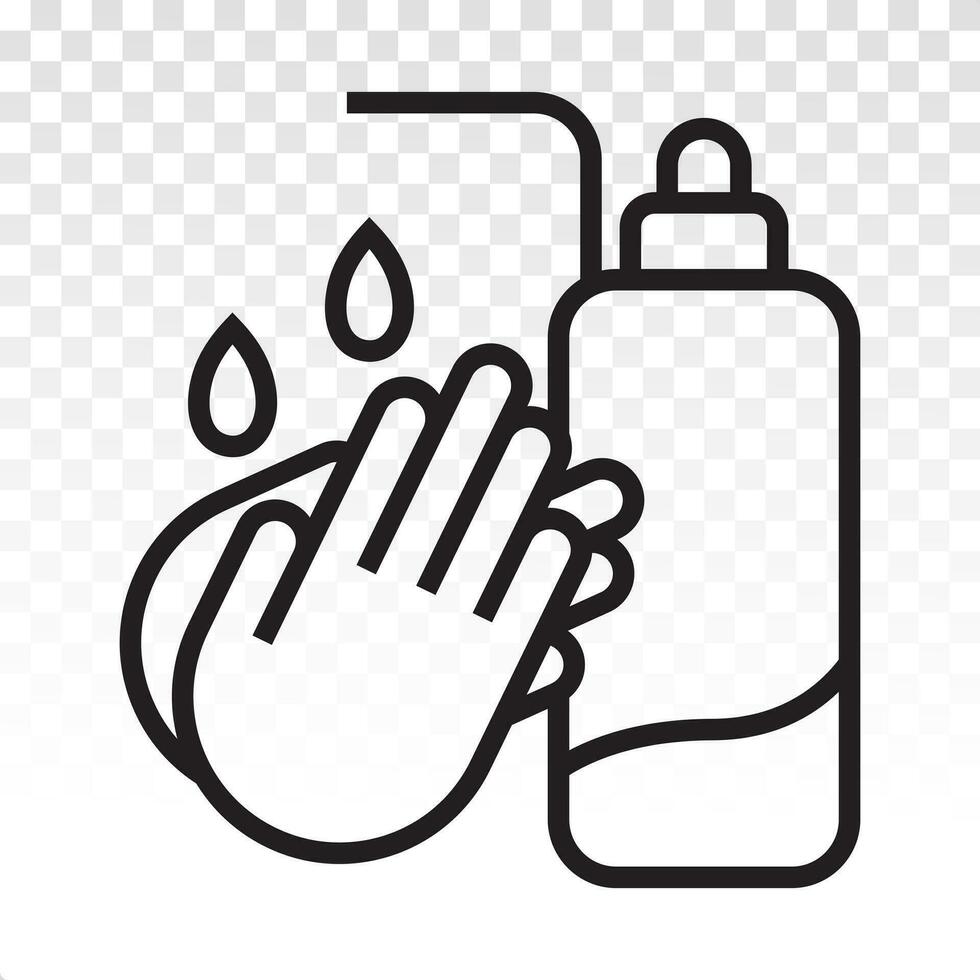 tvättning händer eller tvätta hand grundligt med tvål - linje konst ikon för appar eller webbplatser vektor